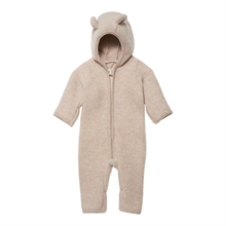 Huttelihut Allie baby suit w/ears wool fleece - Camel